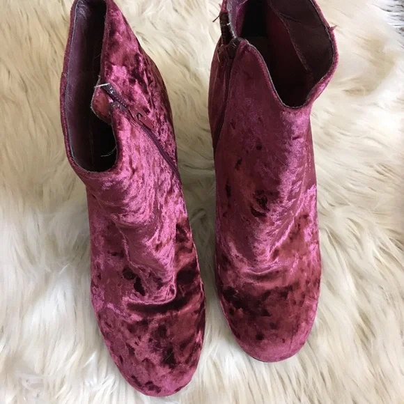 Free People Velvet Ankle Boots in Burgundy - Picture 4 of 8